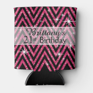 Rafraichisseur De Cannettes Parties scintillant Chevron Bling | fuchsia