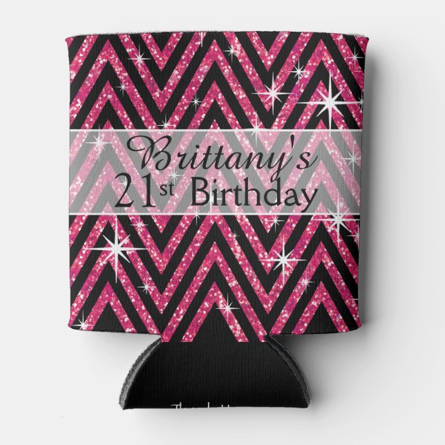 Rafraichisseur De Cannettes Parties scintillant Chevron Bling | fuchsia (Devant)