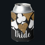 Rafraichisseur De Cannettes Parties scintillant d'or Vegas Bride Custom Can Co<br><div class="desc">La classe supérieure qui peut avec une "Mariée" entièrement personnalisée peut refroidir avec un nuage de costumes de carte en parties scintillant dorée brillante et noir avec le texte personnalisé pour le nom de la mariée. Réunissez les filles pour célébrer la mariée pour être avec un week-end à Las Vegas...</div>