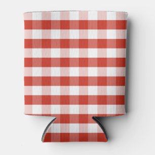 Rafraichisseur De Cannettes Plaid rouge et blanc de dahlia luxuriant de