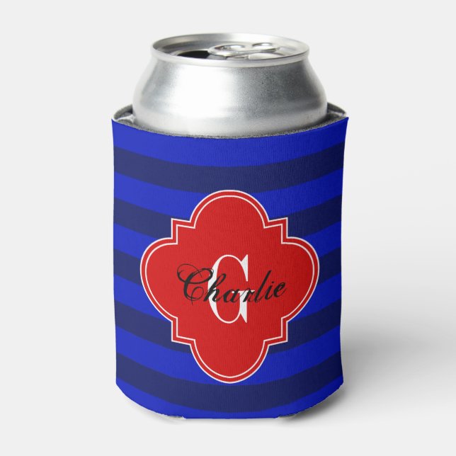 Rafraichisseur De Cannettes rayure de rugby marine rouge (Can devant)