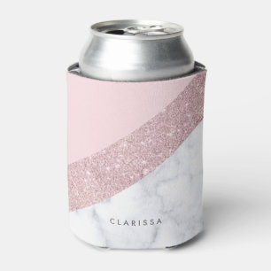 Rafraichisseur De Cannettes rose de marbre blanc de parties scintillantes