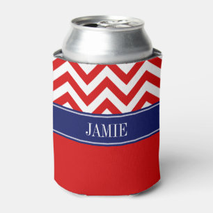 Rafraichisseur De Cannettes Rouge Blanc LG Chevron Navy Monogramme