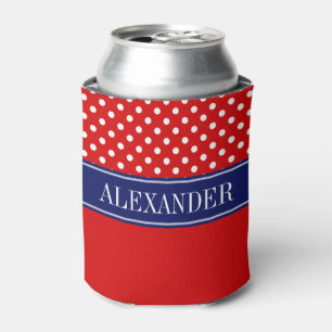 Rafraichisseur De Cannettes Rouge Blanc pois CB Navy Monogramme
