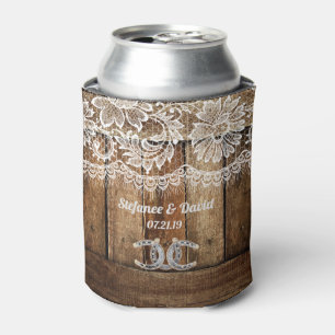 Rafraichisseur De Cannettes Rustic Country Mariage de dentelle de bois de barn