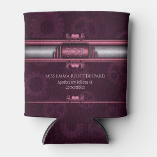 Rafraichisseur De Cannettes Steampunk, coeur rose avec plaque d'immatriculatio