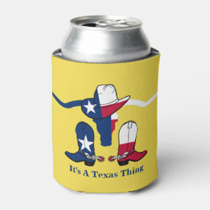 Rafraichisseur De Cannettes Tête de boeuf de drapeau du Texas avec le