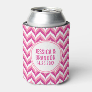 Rafraichisseur De Cannettes Tons Rose Et Blanc Zigzag Chevron Motif