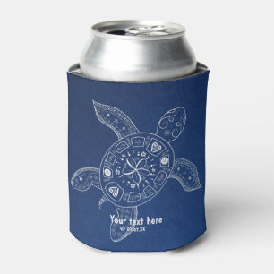 Rafraichisseur De Cannettes Tortue de mer hawaïenne blanche sur plage bleue Tr
