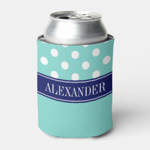 Rafraichisseur De Cannettes Turquoise Aqua LG pois pointillés CB Navy Monogram