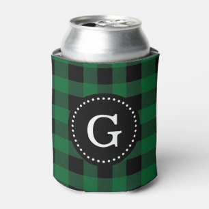 Rafraichisseur De Cannettes Vert forêt Noir Buffalo Check Plaid 1I Monogramme