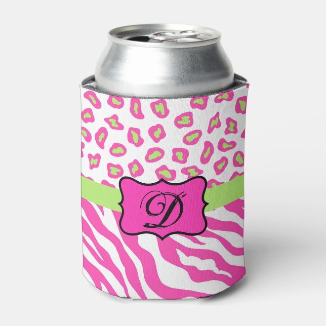 Rafraichisseur De Cannettes Zèbre blanc rose chaud Léopard Monogramme de peau  (Can devant)