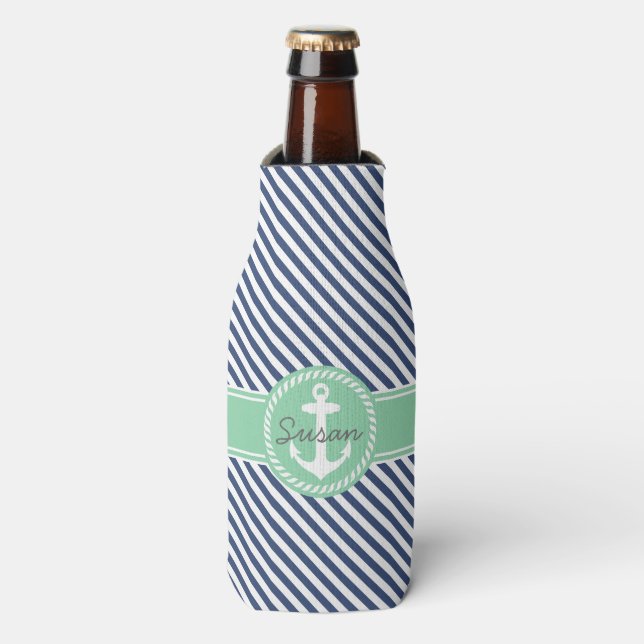 Rafraîchisseur Pour Bouteille Ancre nautique Monogramme de la marine et des pint (Bottle Devant)