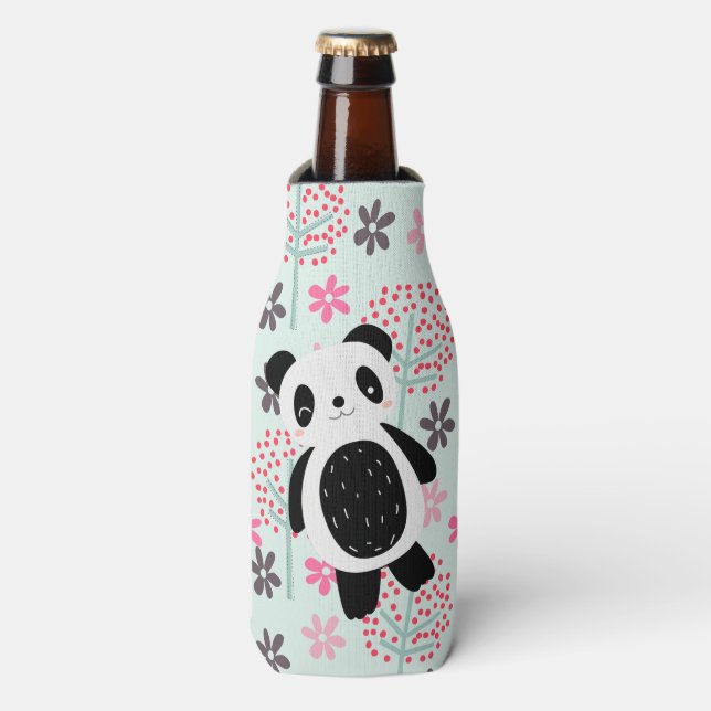 Rafraîchisseur Pour Bouteille Arbres, fleurs et ours de panda (Bottle Devant)