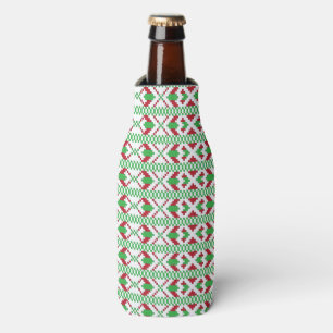 Rafraîchisseur Pour Bouteille Art populaire ethnique letton vert et rouge tribal