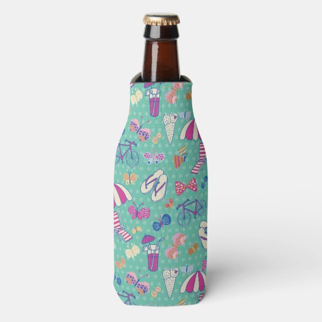 Rafraîchisseur Pour Bouteille Beau Motif Avec Éléments Été (Bottle Devant)