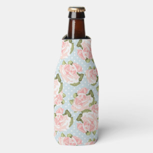 Rafraîchisseur Pour Bouteille Beau motif rose avec pois bleu