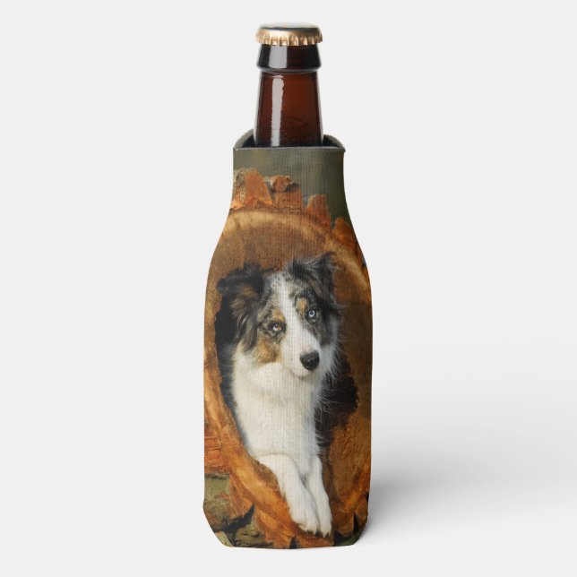 Rafraîchisseur Pour Bouteille Bordure Collie Blue Merle Chien Tête Photographie  (Bottle Devant)