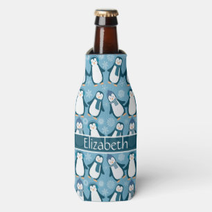 Rafraîchisseur Pour Bouteille Cute Winter Penguins Design Ajouter un nom