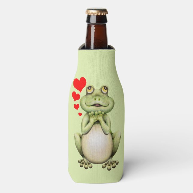 Rafraîchisseur Pour Bouteille Dessin de grenouille mignonne (Bottle Devant)