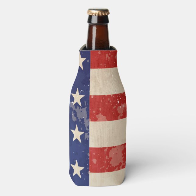 Rafraîchisseur Pour Bouteille Drapeau américain vintage en détresse (Bottle Devant)