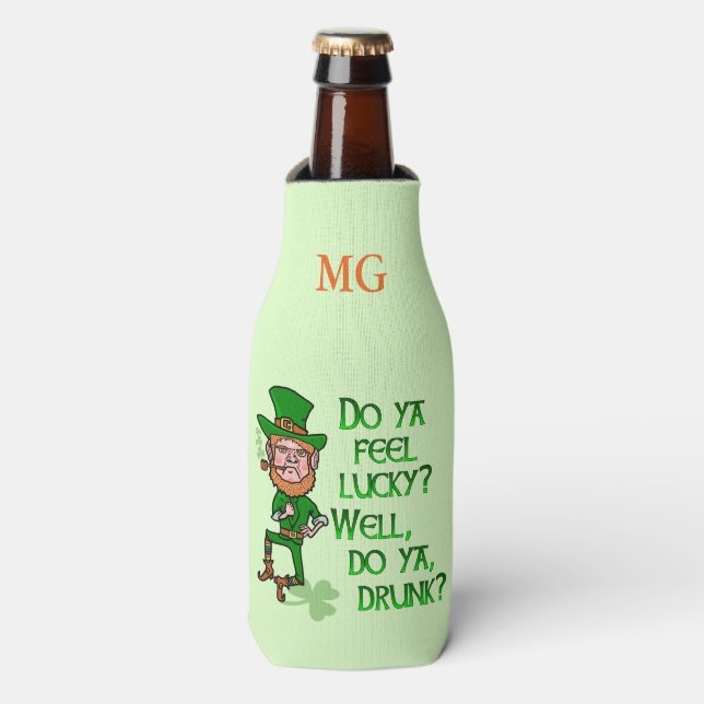 Rafraîchisseur Pour Bouteille Drôle Saint Patrick's Day Leprechaun Lucky Drunk (Bottle Devant)