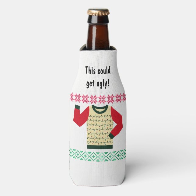 Rafraîchisseur Pour Bouteille Fête de Noël avec Pull Ugly Personnalisé (Bottle Devant)