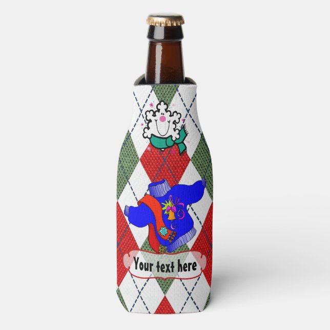 Rafraîchisseur Pour Bouteille Fête de Pull de Noël Personnalisé (Bottle Devant)