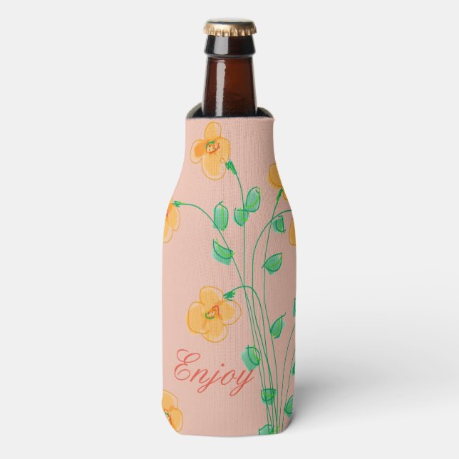 Rafraîchisseur Pour Bouteille Floral Artsy En Jaune (Bottle Devant)