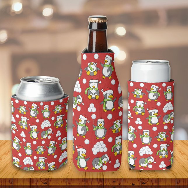 Rafraîchisseur Pour Bouteille Fond de manchots de Noël (Créateur téléchargé)