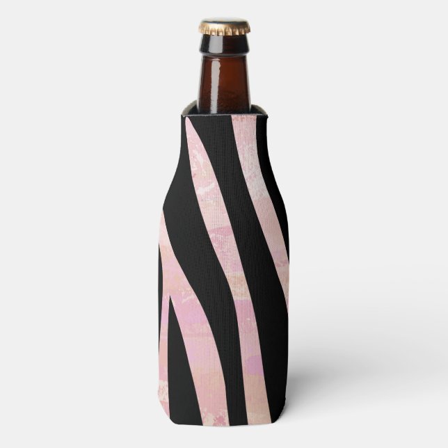 Rafraîchisseur Pour Bouteille Impression noire et rose Zebra (Bottle Devant)