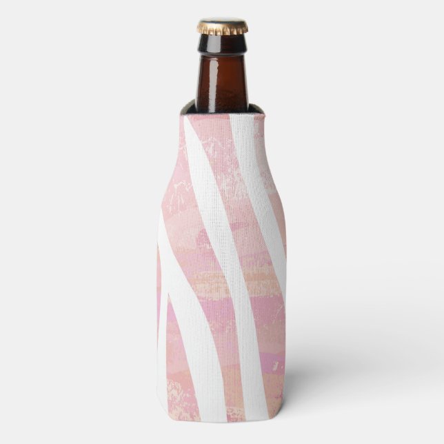 Rafraîchisseur Pour Bouteille Impression rose et blanc Zebra (Bottle Devant)