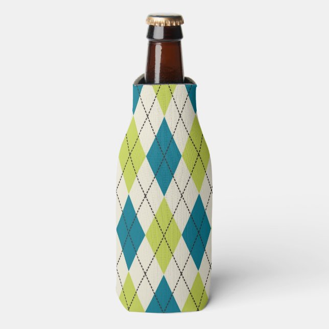 Rafraîchisseur Pour Bouteille Jacquard Bleu Et Vert (Bottle Devant)
