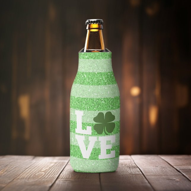 Rafraîchisseur Pour Bouteille Jour de la Saint Patrick LOVE avec shamrock (St. Patrick's Day Bottle Cooler)