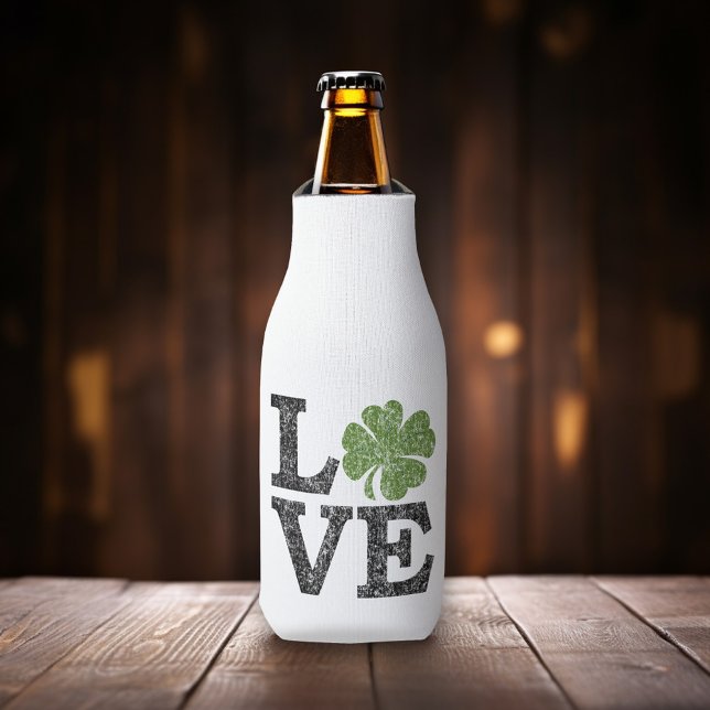 Rafraîchisseur Pour Bouteille Jour de la Saint Patrick LOVE avec shamrock (Celebrate St. Patrick's Day with this fun bottle cooler)