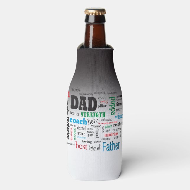 Rafraîchisseur Pour Bouteille Meilleur papa Word Cloud (Bottle Devant)