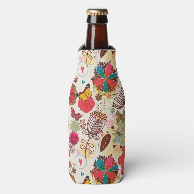 Rafraîchisseur Pour Bouteille Modèle floral dans style rétro 4 (Bottle Devant)