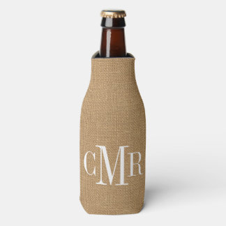 Rafraîchisseur Pour Bouteille Monogramme classique de Burlap rustique