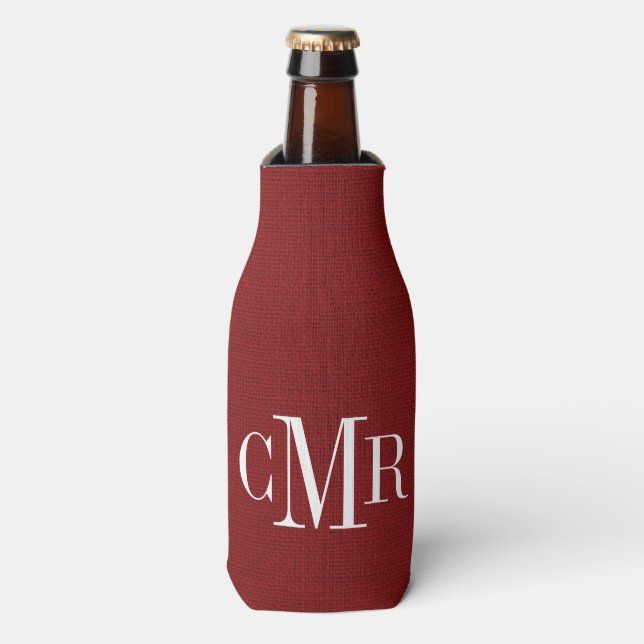 Rafraîchisseur Pour Bouteille Monogramme classique rouge rustique (Bottle Devant)