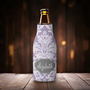 Rafraîchisseur Pour Bouteille Monogramme du masque de Damas Vintage violet et gr