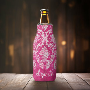 Rafraîchisseur Pour Bouteille Monogramme grunge de coutume de motif de damassé