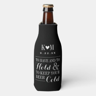 Rafraîchisseur Pour Bouteille Monogramme Mariage moderne noir et blanc