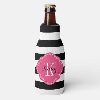 Rafraîchisseur Pour Bouteille Monogramme noir et rose épicé
