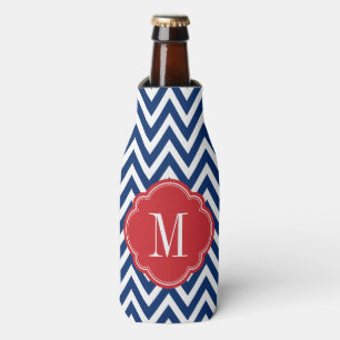 Rafraîchisseur Pour Bouteille Monogramme rouge blanc et bleu Chevron