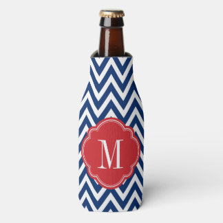 Rafraîchisseur Pour Bouteille Monogramme rouge blanc et bleu Chevron