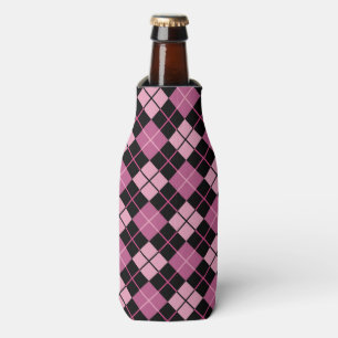 Rafraîchisseur Pour Bouteille Motif à motifs de losanges dans le noir et le ros