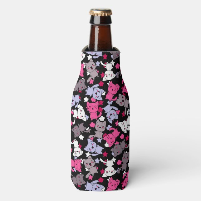 Rafraîchisseur Pour Bouteille motif avec chats kawaii doodle mignon 3 (Bottle Devant)