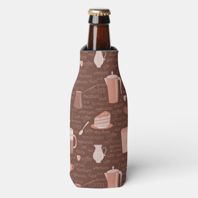Rafraîchisseur Pour Bouteille Motif avec éléments liés au café (Bottle Devant)