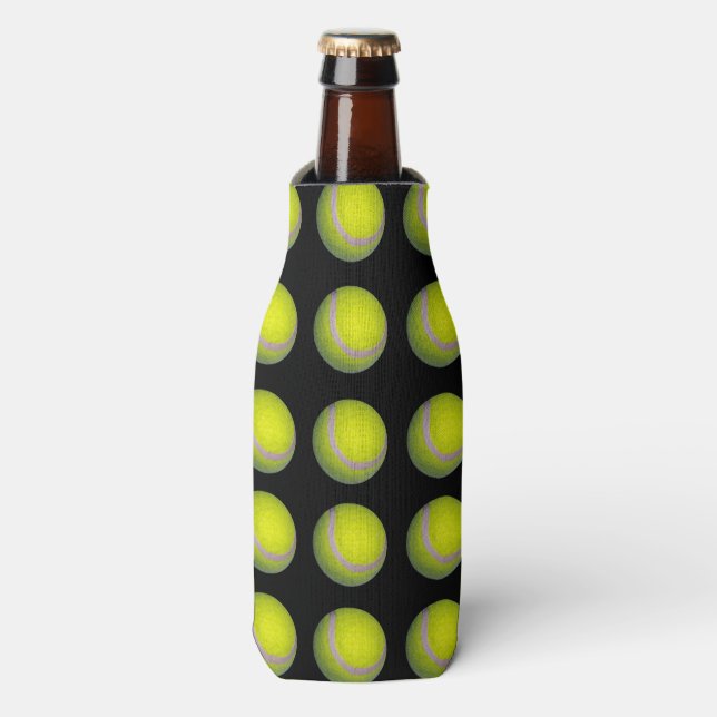 Rafraîchisseur Pour Bouteille Motif de balle de tennis noir jaune, (Bottle Devant)