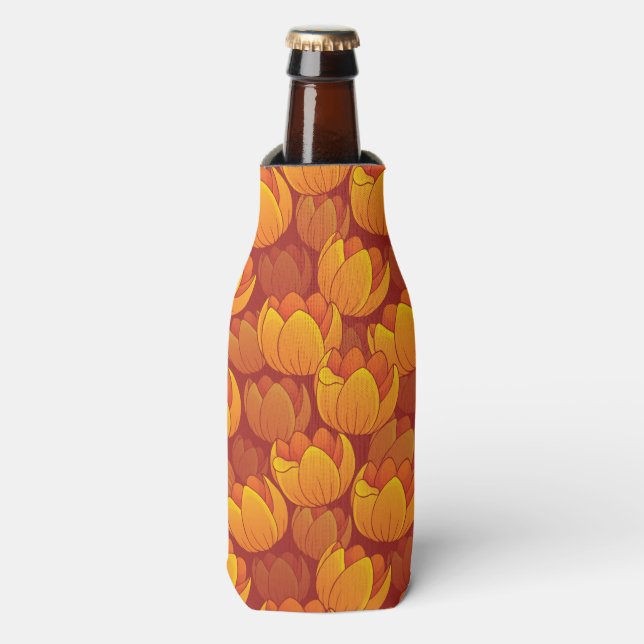 Rafraîchisseur Pour Bouteille Motif de fleurs d'or (Bottle Devant)